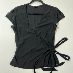 Theory Black Wrap Shirt – Sleek & Sophisticated (Size M)